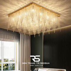 Đèn Mâm Pha Lê Ốp Trần Phòng Khách Hiện Đại MV9185