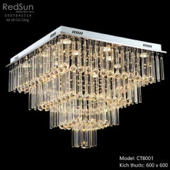 Chùm thả giọt pha lê 4 tầng mâm vuông CT8001-V