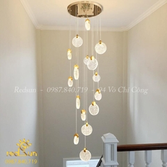 Đèn Thả Trần Hiện Đại Lắp Thông Tầng Cầu Thang, Phòng Khách, Bàn Ăn Chất Liệu Pha Lê HTK028 