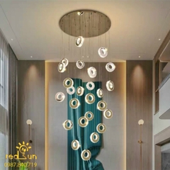 Đèn Thả Trần Hiện Đại Lắp Thông Tầng Cầu Thang, Phòng Khách, Bàn Ăn Chất Liệu Pha Lê HTK031 