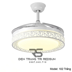Quạt Trần Đèn Cánh Cụp Xòe Trang Trí Phòng Khách, Phòng Ngủ - 102 Trắng