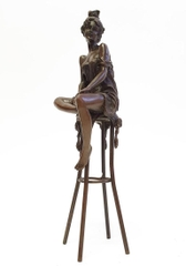 Tượng cô gái ngồi trên ghể bằng đồng Pierre Collinet, A Lady on Stool