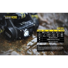 Đèn pin đeo trán siêu sáng Nitecore HC60 1000 Lumen USB Rechargeable LED Headlamp