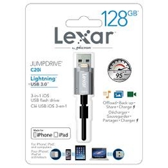 USB cho iPhone, iPad - Lexar JumpDrive C20i OTG for Iphone Ipad 128GB