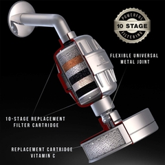Bộ vòi sen mặt tròn với lõi lọc Vitamin C AquaHomeGroup Luxury Filtered Shower Head Set
