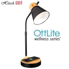 Đèn Bàn Ottlite Wellness Series Led Sạc Không Dây, Vân Gỗ Tinh Tế, Sang Trọng