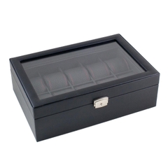 Hộp đựng đồng hồ 10 chiếc Caddy Bay Black Carbon Fiber Watch Box 10 Watches