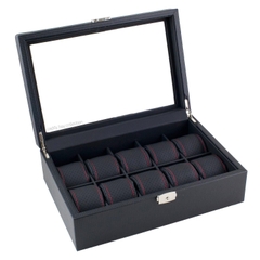 Hộp đựng đồng hồ 10 chiếc Caddy Bay Black Carbon Fiber Watch Box 10 Watches
