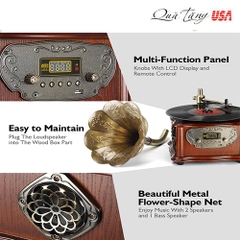 Loa kèn LuguLake Bluetooth Belt-Drive Record Player Turntable, Vintage Phonograph Gramophone