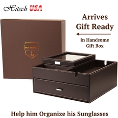 Hộp đựng phụ kiện HOUNDSBAY Lookout Glasses Organizer Storage Display Case Dresser Valet Box
