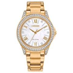 Đồng hồ đeo tay cho nữ Citizen Eco-drive Crystal Accent Gold Tone Watch