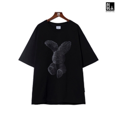 ADLV , BLACK FUZZY RABBIT SHORT SLEEVE T-SHIRT - Black