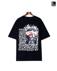 STUSSY,  CAMELLIAS T-SHIRT - BLACK