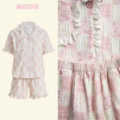 MB93 | Bộ Mặc Nhà Pijama Muslin Mềm Mát Quần Ngắn