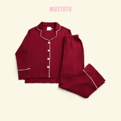 MB90 | Bộ Mặc Nhà Pijama Muslin Crepe 100% Cotton Tay Dài Quần Dài Thu Đông