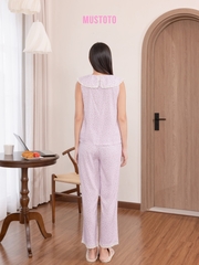 MB101 | MUSTOTO Bộ Mặc Nhà Pijama Lyocell Viền Bèo Quần Dài Thu Đông