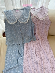 MB101 | MUSTOTO Bộ Mặc Nhà Pijama Lyocell Viền Bèo Quần Dài Thu Đông
