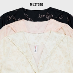 MB68 | MUSTOTO Bộ Pyjama Lụa Cao Cấp Phối Viền Bèo