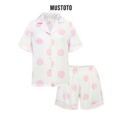 MB69 | Bộ Pyjama Lụa Mặc Nhà Cao Cấp Chấm Bi