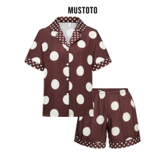 MB69 | Bộ Pyjama Lụa Mặc Nhà Cao Cấp Chấm Bi
