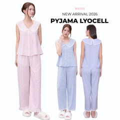 MB101 | MUSTOTO Bộ Mặc Nhà Pijama Lyocell Viền Bèo Quần Dài Thu Đông