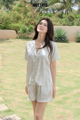 MB68 | MUSTOTO Bộ Pyjama Lụa Cao Cấp Phối Viền Bèo