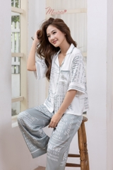 Bộ Mặc Nhà Tay Ngắn Chữ Họa Tiết Lài (MB52)