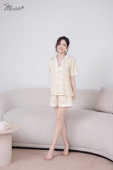 MB69 | Bộ Pyjama Lụa Mặc Nhà Cao Cấp Chấm Bi
