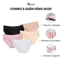 MQ27 | COMBO 5 Quần Lót Lưng Thấp Vải Microfiber Mềm Mượt Thoải Mái Basic