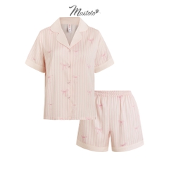 MB69 | Bộ Pyjama Lụa Mặc Nhà Cao Cấp Chấm Bi