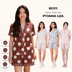 MB69 | Bộ Pyjama Lụa Mặc Nhà Cao Cấp Chấm Bi