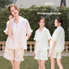 MB93 | Bộ Mặc Nhà Pijama Muslin Mềm Mát Quần Ngắn