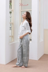 Bộ Mặc Nhà Tay Ngắn Chữ Họa Tiết Lài (MB52)