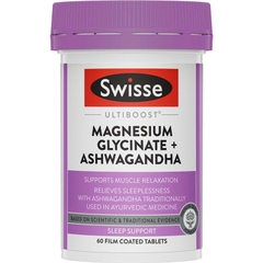 Viên uống hỗ trợ giấc ngủ ban đêm Swisse Ultiboost Magnesium Glycinate + Ashwagandha Night