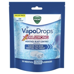 Kẹo ngậm thông cổ giảm ho Vicks VapoDrops Xtra Strong Menthol Blast