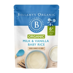 Bột gạo ăn dặm Bellamy's Organic Milk & Vanilla Baby Rice Cereal