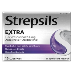 Viên ngậm giảm đau rát họng Strepsils Extra Sore Throat Pain Relief with Anaesthetic Lozenges