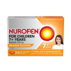 Siro hạ sốt giảm đau cho trẻ em Nurofen For Children 7+ Ibuprofen 100mg Orange