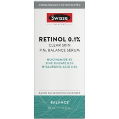 Tinh chất làm sạch và cân bằng da ban đêm Swisse Skincare Retinol 0.1% Clear Skin PM Balance Serum