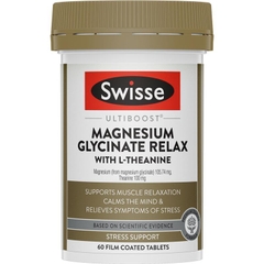 Viên uống hỗ trợ thư giãn Swisse Ultiboost Magnesium Glycinate Relax + L-Theanine