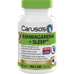 Viên uống hỗ trợ giấc ngủ Carusos Ashwagandha + Sleep