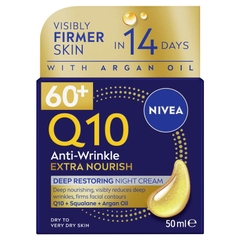 Kem dưỡng ban đêm chống nhăn và phục hồi sâu Nivea Q10 Anti-Wrinkle Extra Nourish Deep Restoring Night Cream