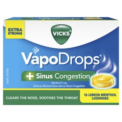 Viên ngậm thông mũi xoang Vicks VapoDrops + Sinus Congestion Menthol