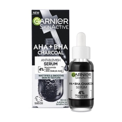 Tinh chất giảm mụn Garnier Pure Active AHA + BHA Charcoal Anti-Blemish Serum