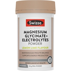 Bột bổ sung Magie và Điện giải Swisse Ultiboost Magnesium Glycinate + Electrolytes Powder