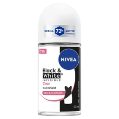 Lăn khử mùi Nivea Black & White Invisible Clear Roll On Deodorant 72H Protection