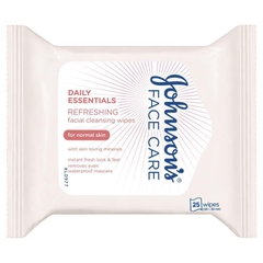 Khăn giấy lau mặt làm sạch tươi mát cho da thường Johnson's Face Care Refreshing Facial Cleansing Wipes For Normal Skin