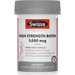 Viên uống hỗ trợ làm đẹp tóc và móng Swisse Beauty High Strength Biotin 5000mcg