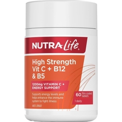 Viên uống bổ sung Vitamin Nutra-Life High Strength Vit C + B12 & B5