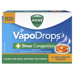 Viên ngậm thông mũi xoang Vicks VapoDrops + Sinus Congestion Menthol